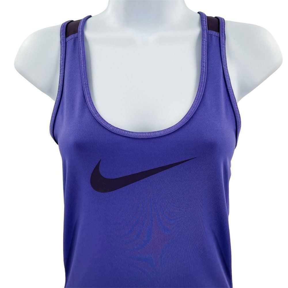 Nike Pro Cool Dri-Fit Swoosh Logo Racerback Athletic Workout Tank Top Purple XS - Picture 2 of 6